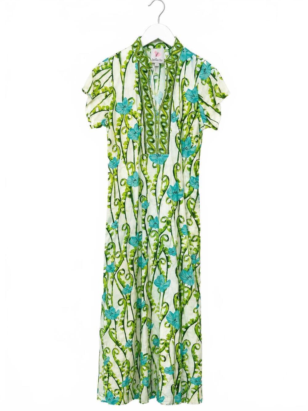 NEW BELLA TU women's blooming cap sleeve dress in green